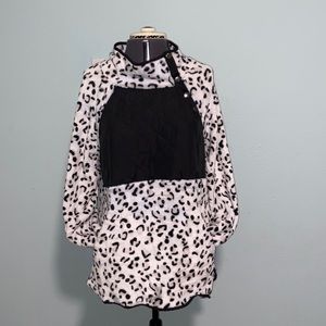 Black and white animal print fleece